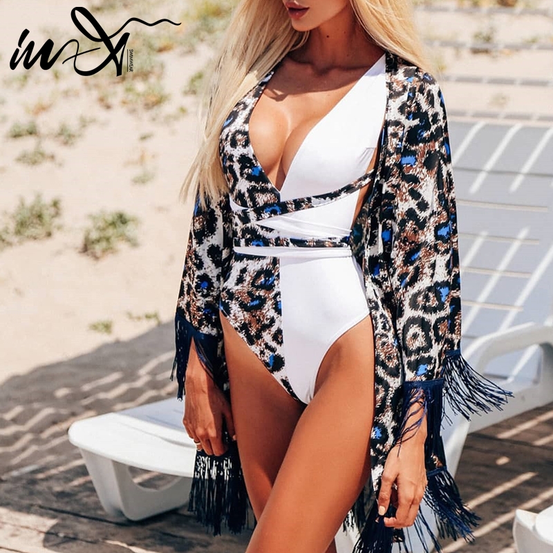In-X Leopard beach dress    Ŀ   Ʃ Sarong kaftan saida de beach wear 2019